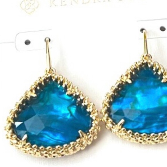 Kendra Scott Kendall framed large teal abalone earrings - Picture 9 of 9